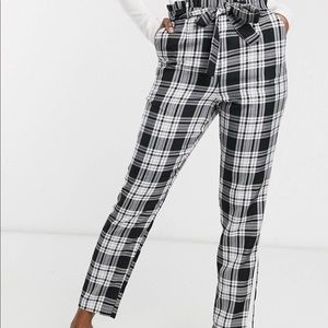 ASOS design check side stripe tie waist pants